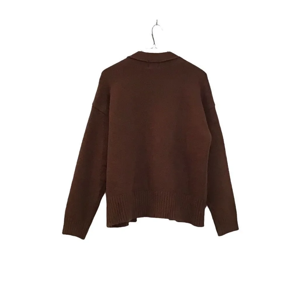 J.O.A. Sweater Cardigan, Brown, Size M